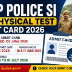 UP Police SI Physical Test Admit Card 2026 featured image showing Uttar Pradesh Police personnel, DV/PST admit card release date, PET schedule, and official recruitment details.
