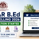 Bihar B.Ed Counselling 2026 featured image showing counselling registration started, online choice filling, college allotment process, and admission portal.